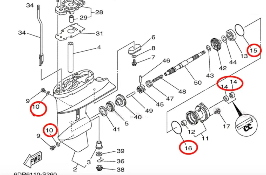 Lower Gearcase Propeller Shaft Oil Seal for Yamaha Outboard (93101-15074)