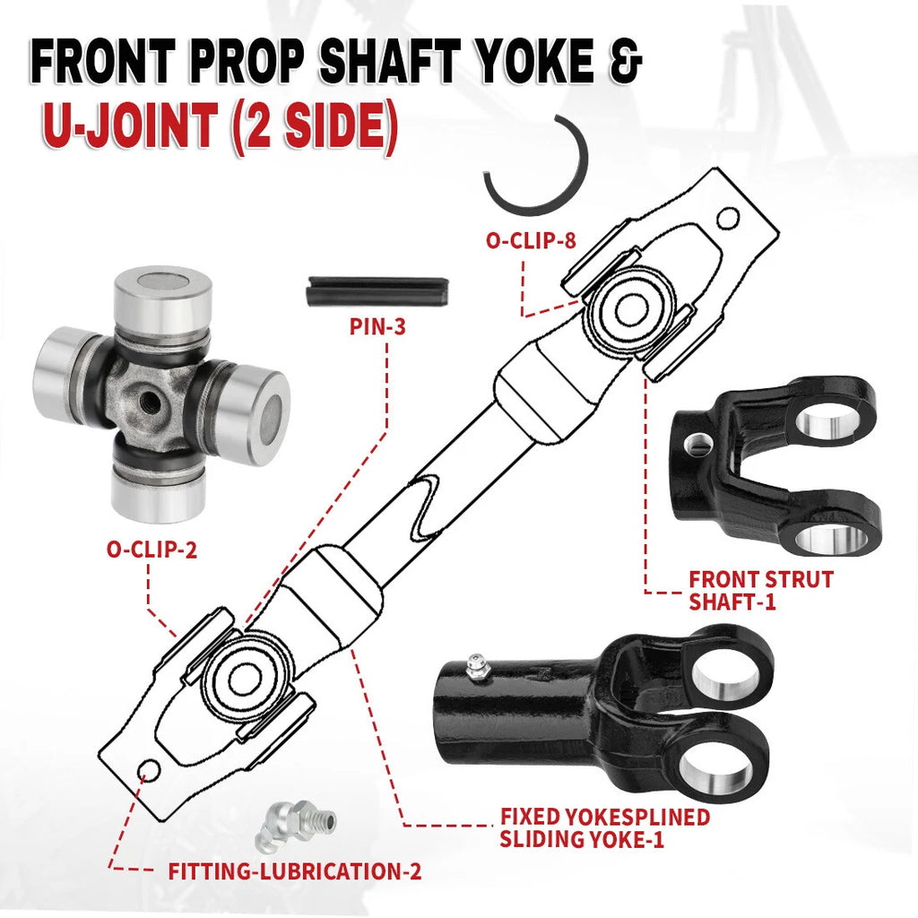 Set of 2 Front Prop Shaft Yoke & U-Joint 3235502 for Polaris Brutus HD (2013–2018)