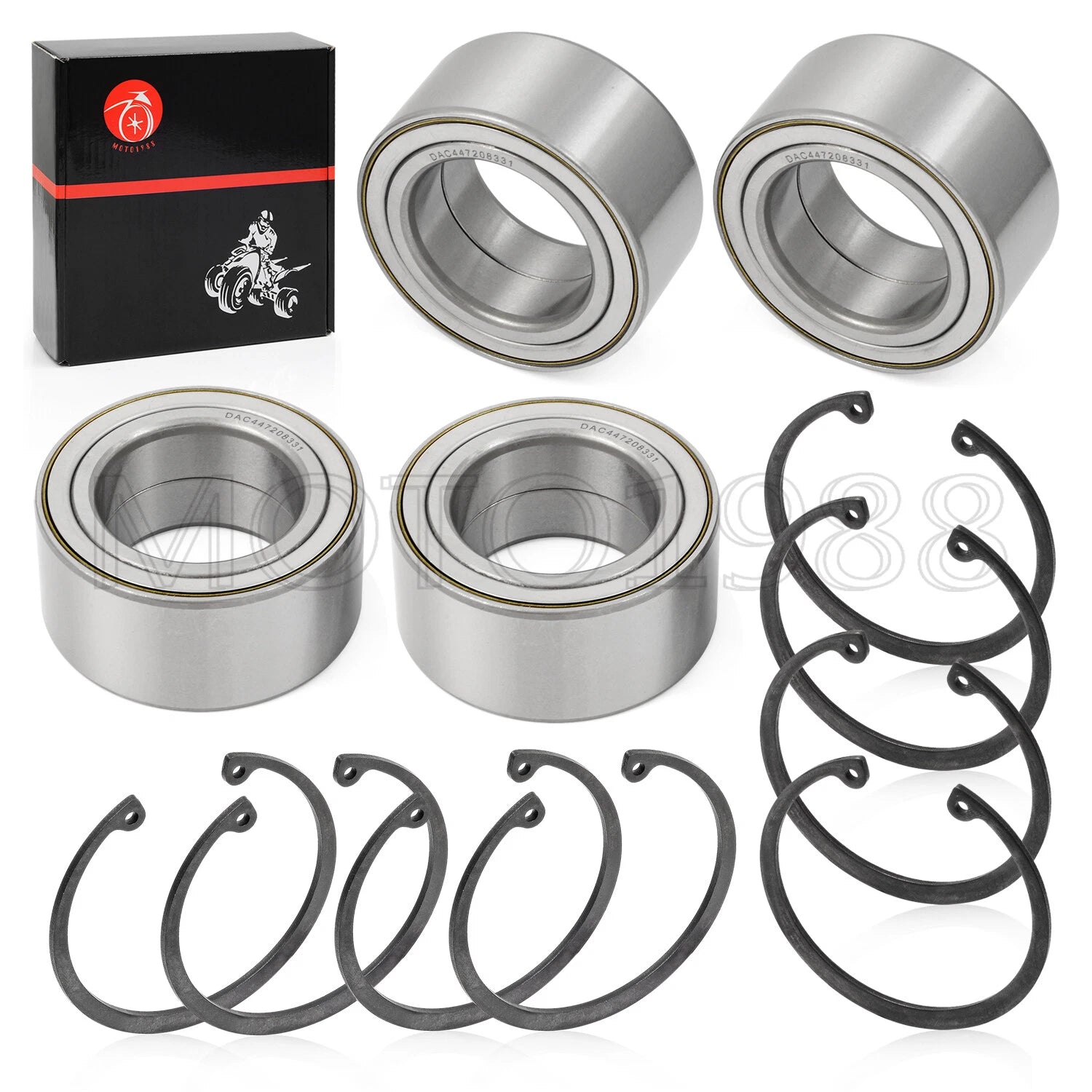 Front & Rear Wheel Bearings & Ring Clip for Polaris RZR 900 1000 (2011–2020)