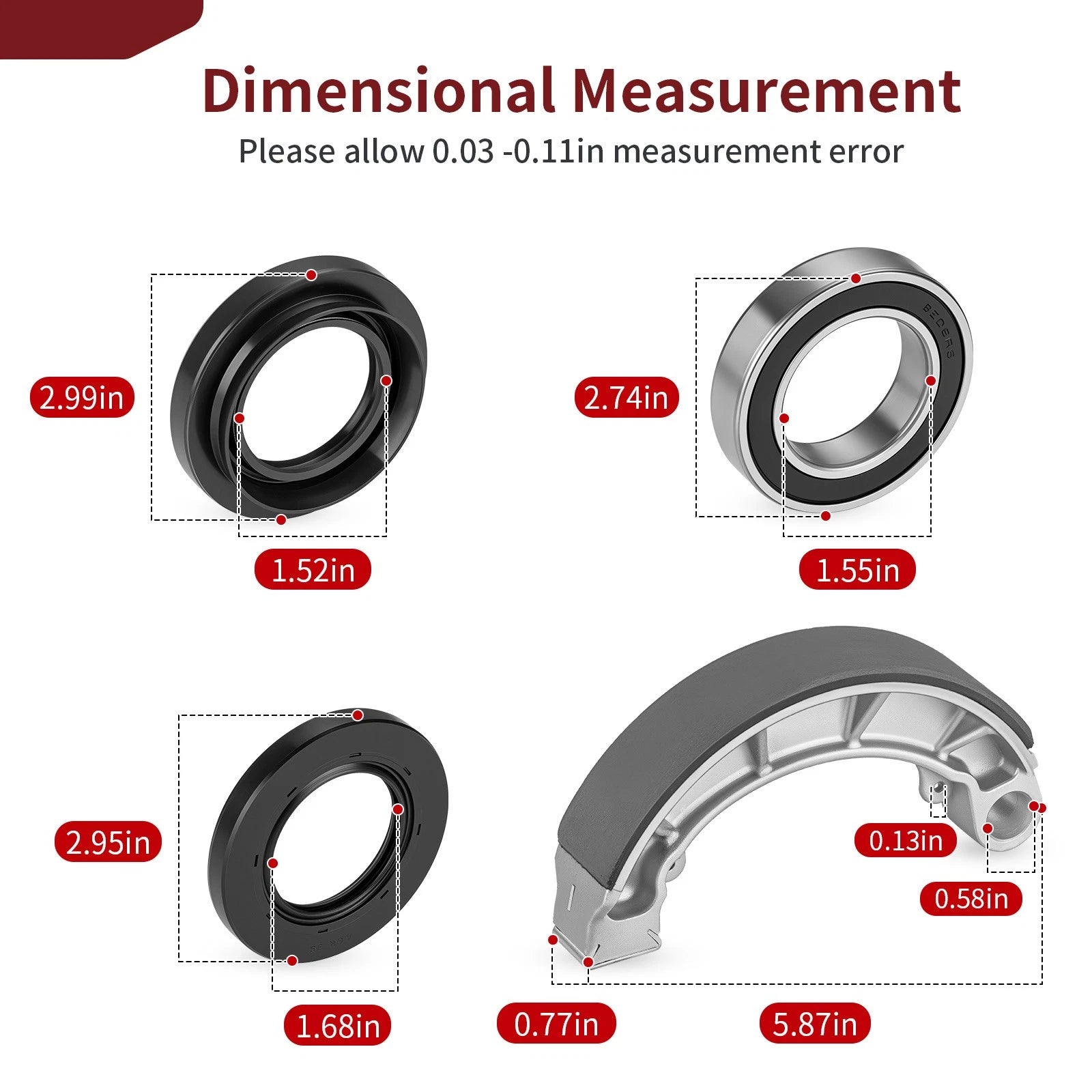 Rear Brake Drum Bearing Seals w/Shoes Kit for Honda Rancher 420 (2007–2013)