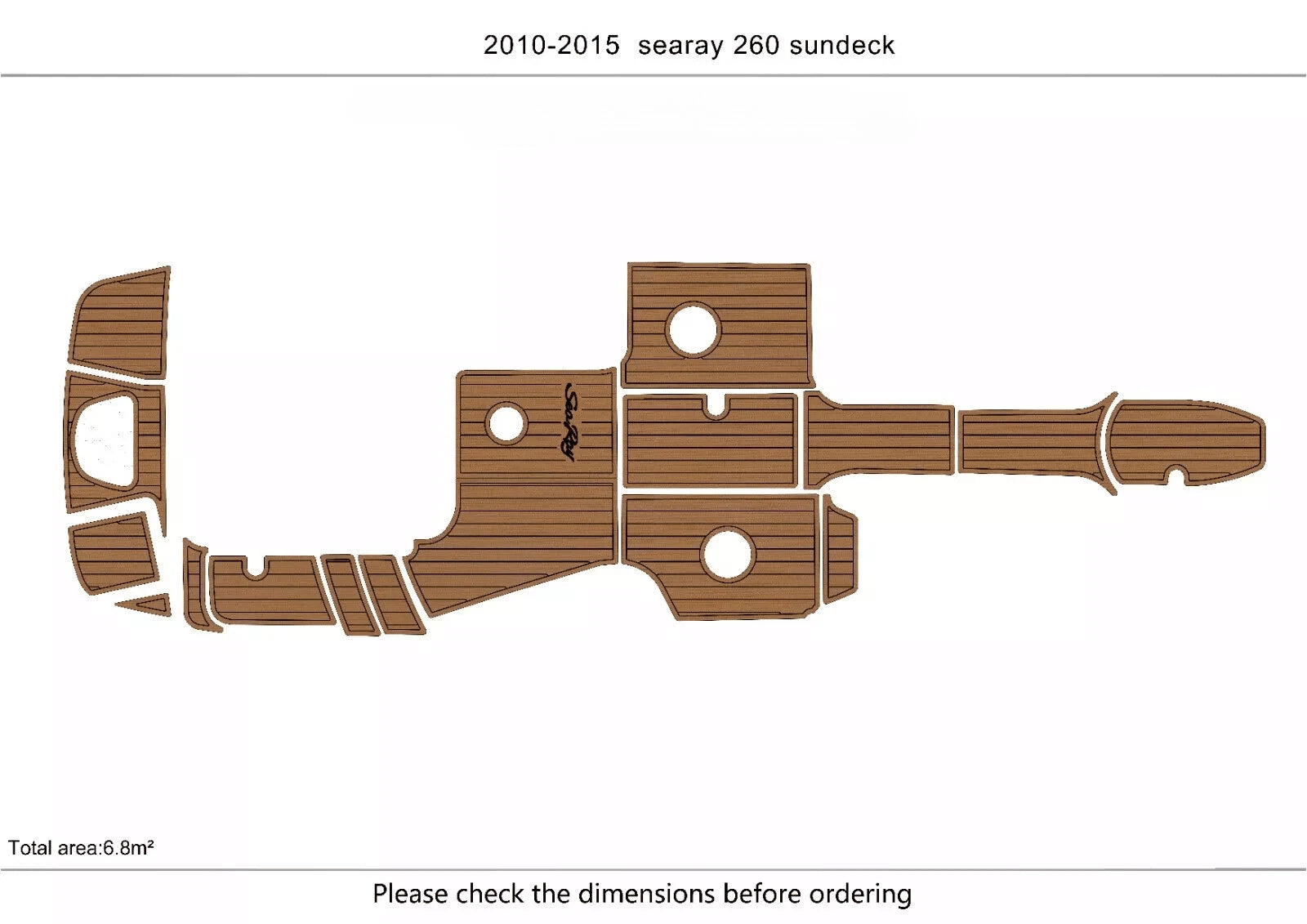 Swim Platform EVA Pads for Sea Ray Sundeck 260 (2014) - Foam Teak Deck Flooring