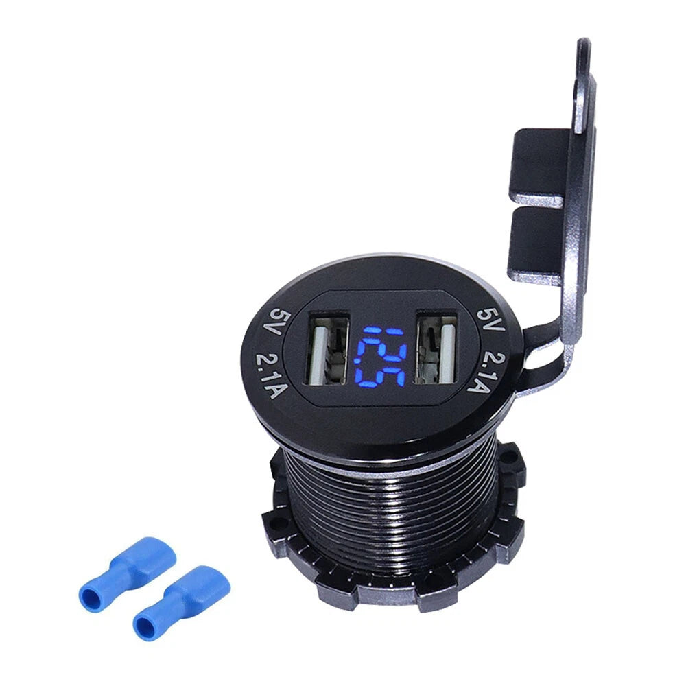 Dual USB Phone Charger Outlet for Universal Vehicles (12-24V)