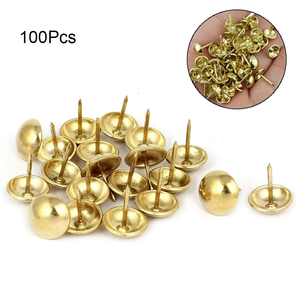 100Pcs Gold Upholstery Nails for Furniture