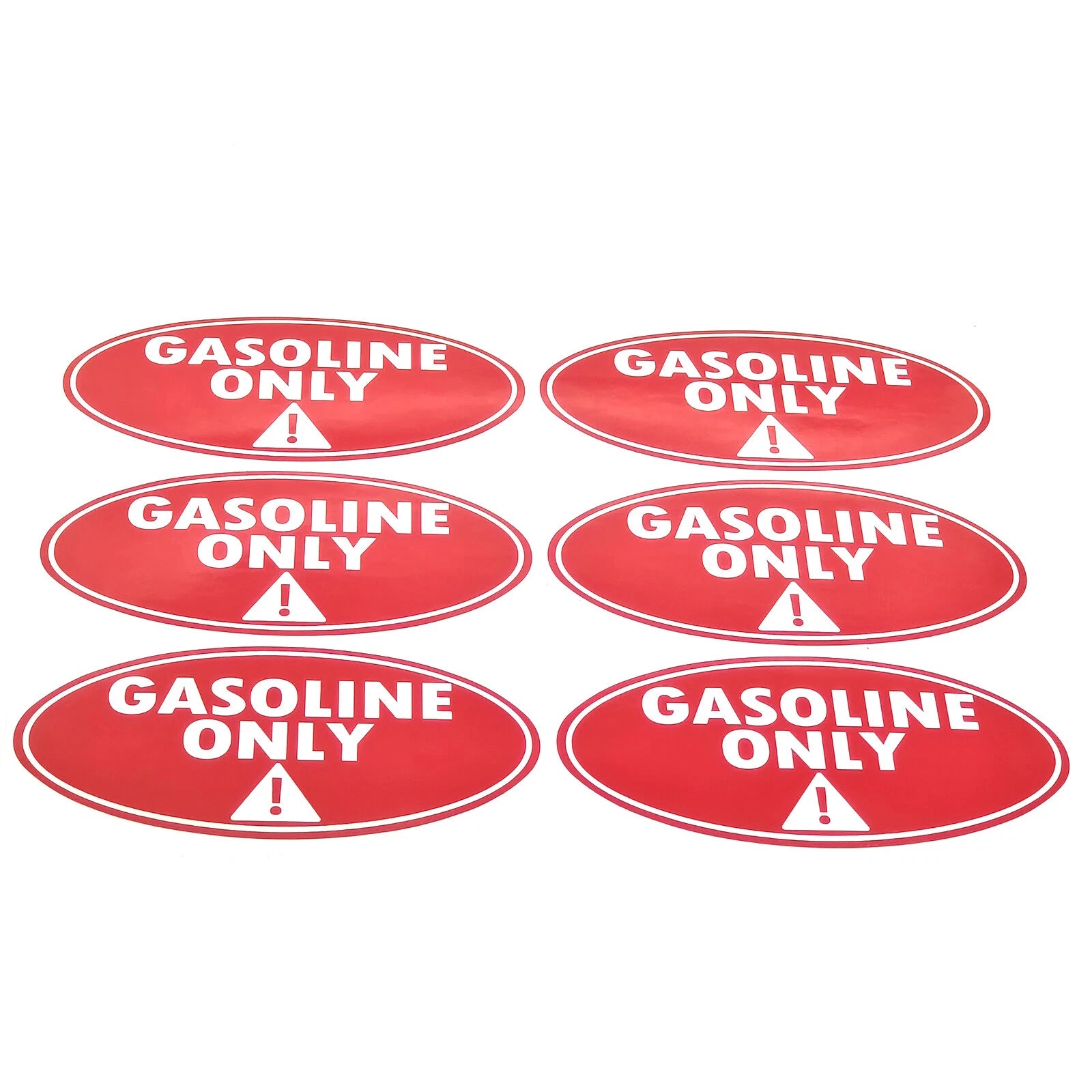 Set of 6 Gasoline Only Fuel Caution Warning Decals 2" x 4"