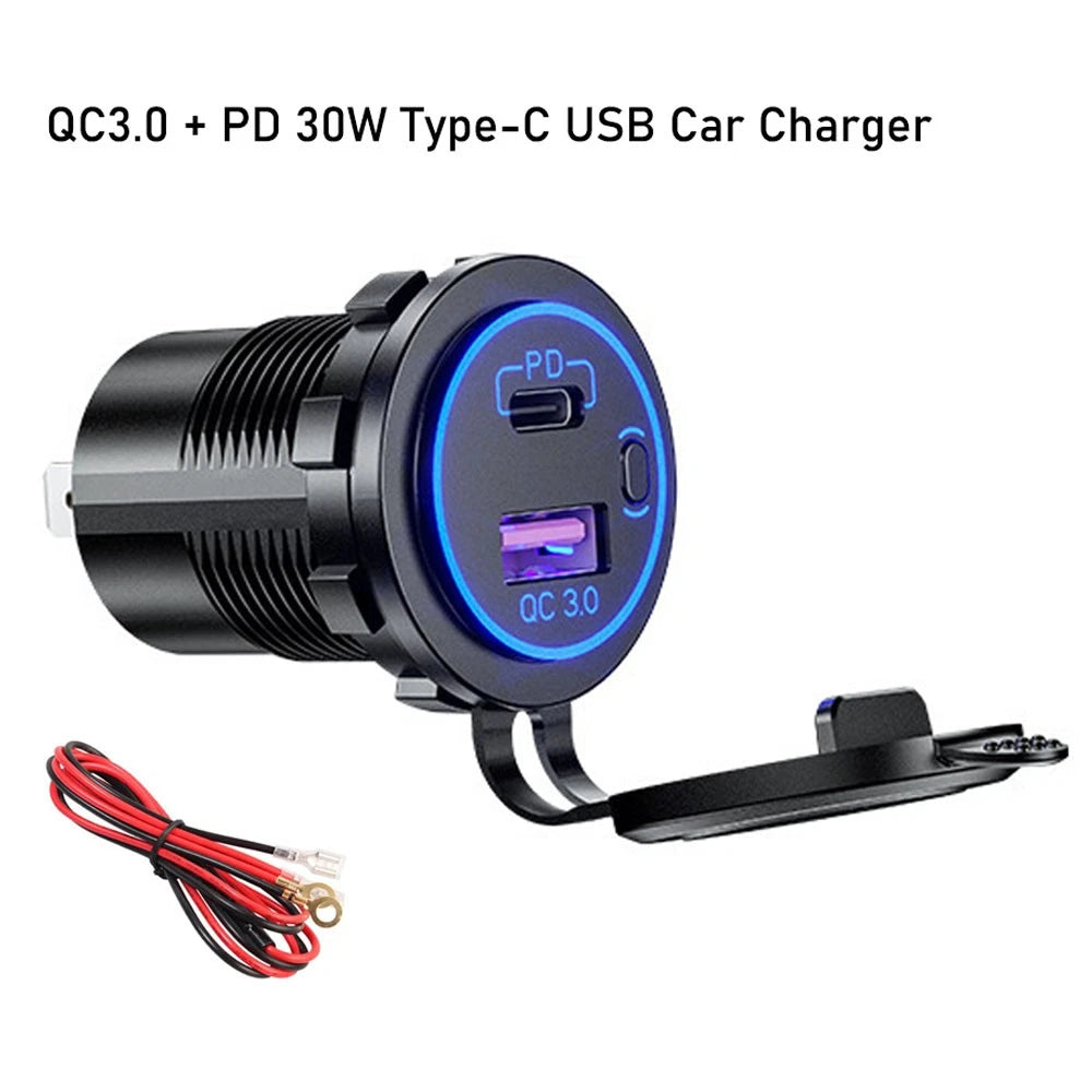 Dual USB Type-C Fast Charging Car Charger Adapter for Universal Use