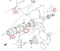 Lower Unit Gearcase Seal Kit for Suzuki DF8 DF9.9 DF15 (09289-17006, 09280-57L0)