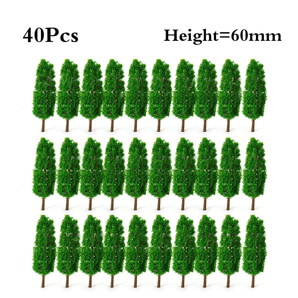 40Pcs 6cm Model Trees for HO OO Scale Train Railroad Layout
