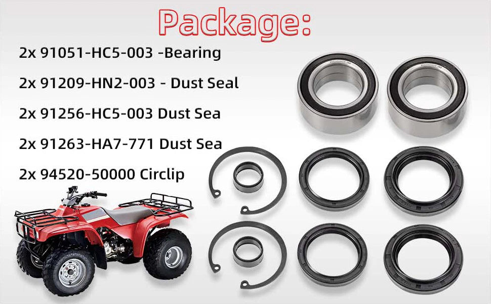Front Wheel Bearing & Dust Seal for Honda Fourtrax 300 TRX300FW (1988–2000)