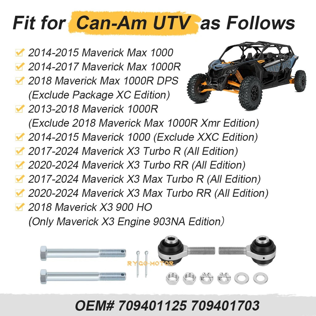 Tie Rod Ends Kit for Can-Am Maverick X3 R RR Turbo 1000 (2017–2023) 709401125 709401703