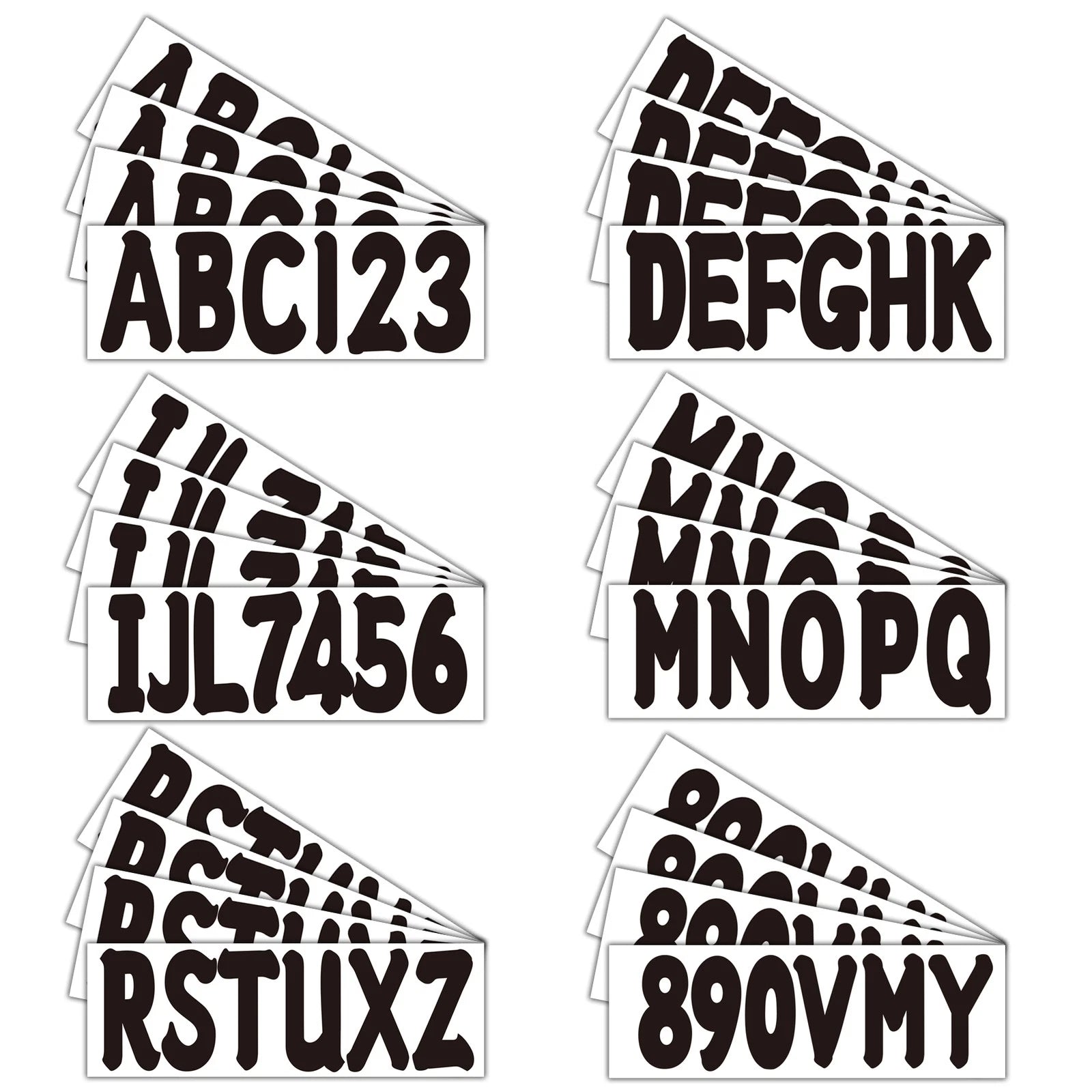 Set of 4 Black PWC ID Numbers Decals Registration Stickers 3" A-Z 0-9