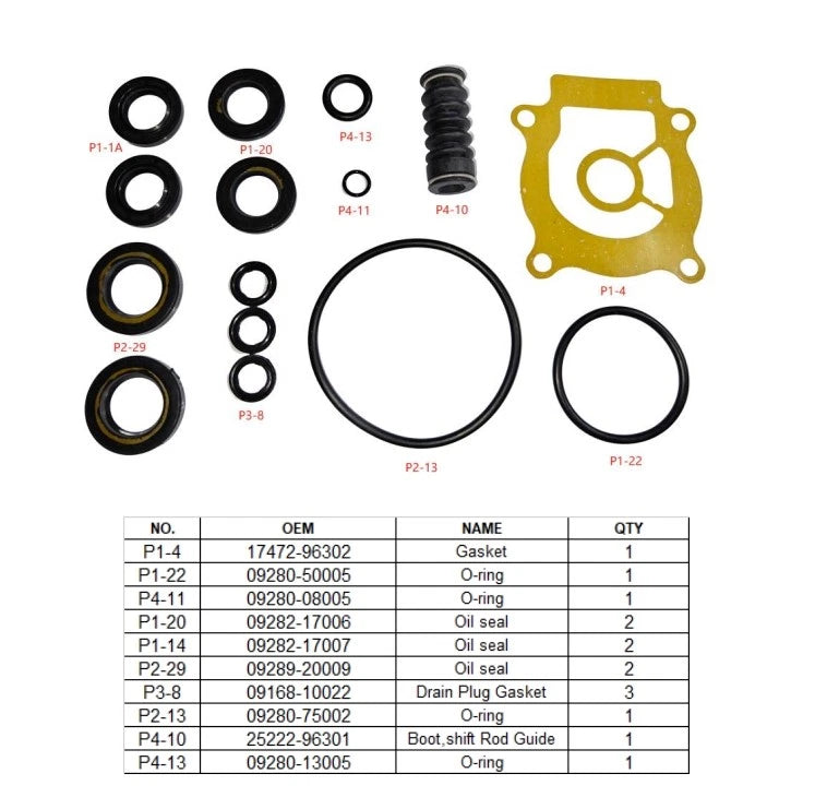 Lower Unit Seal Kit for Suzuki 25 30 HP DT DF (2001–2003) 25700-95D00, 18-8341