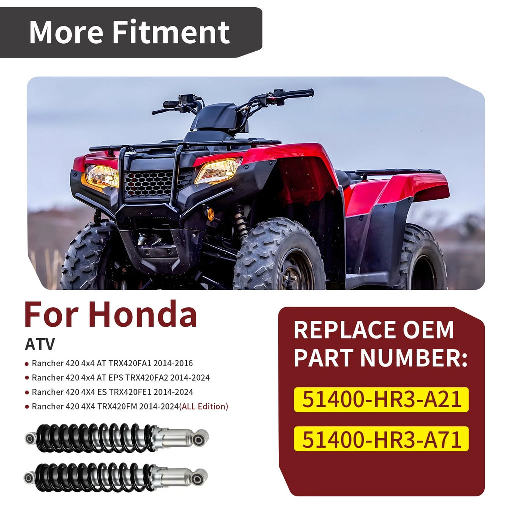 Front Shocks Set of 2 for Honda Rancher 420 4x4 AT EPS TRX420FA2 (2014–2024)