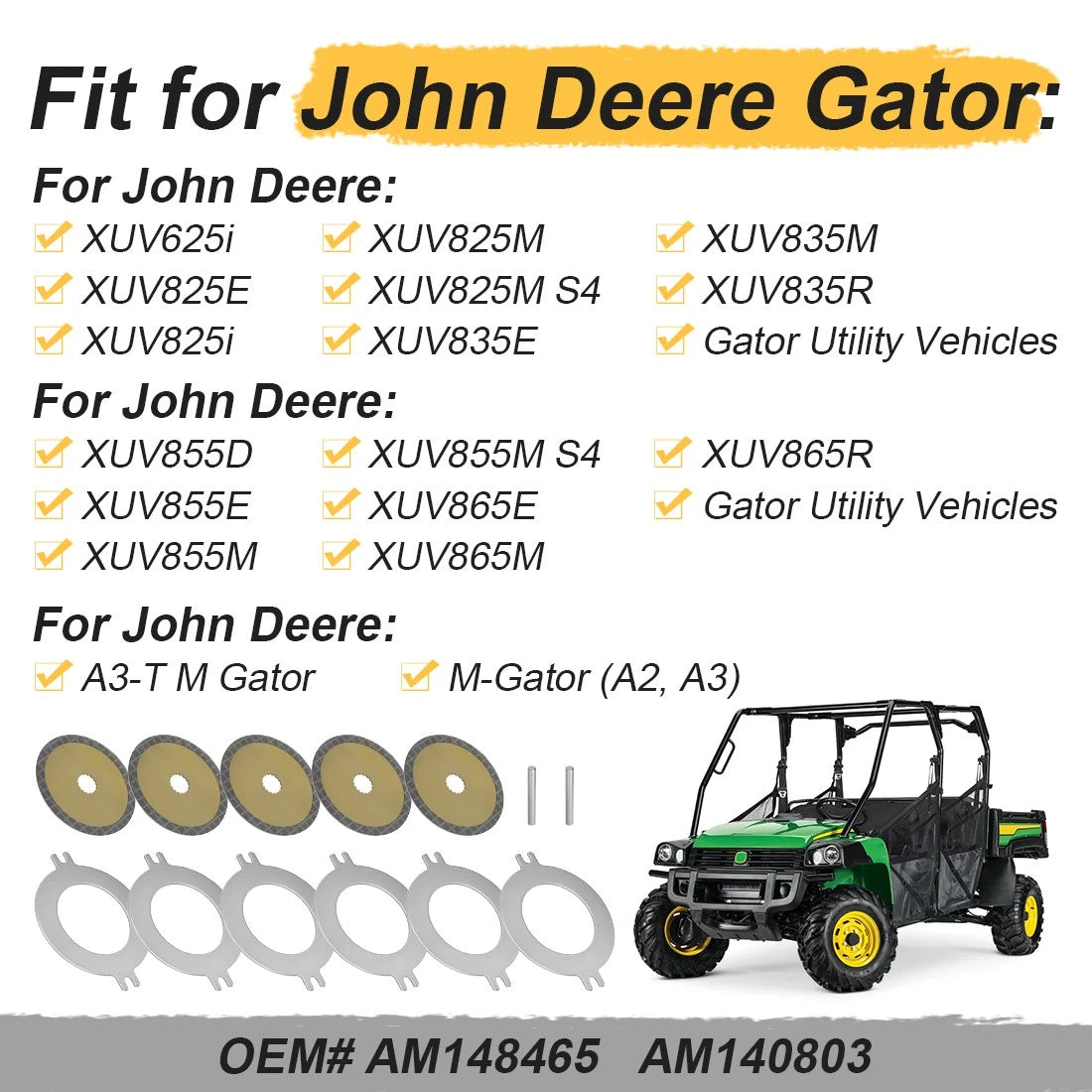 Wet Parking Brake Disk Kit for John Deere Gator A3-T M Gator (A2)