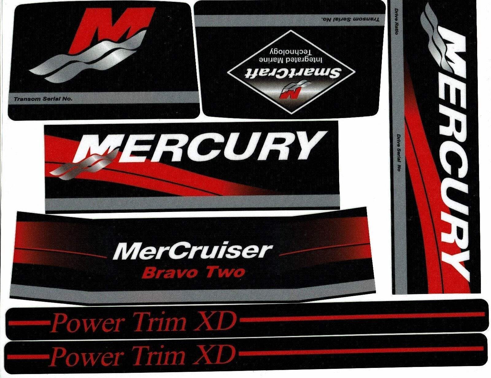 MerCruiser Stern Out Drive Maintenance Decals for Bravo Two 2 (All Years)