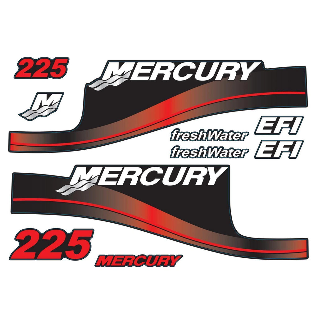 Set of 2 Decals for Mercury Outboard 225hp (824105A00) Red