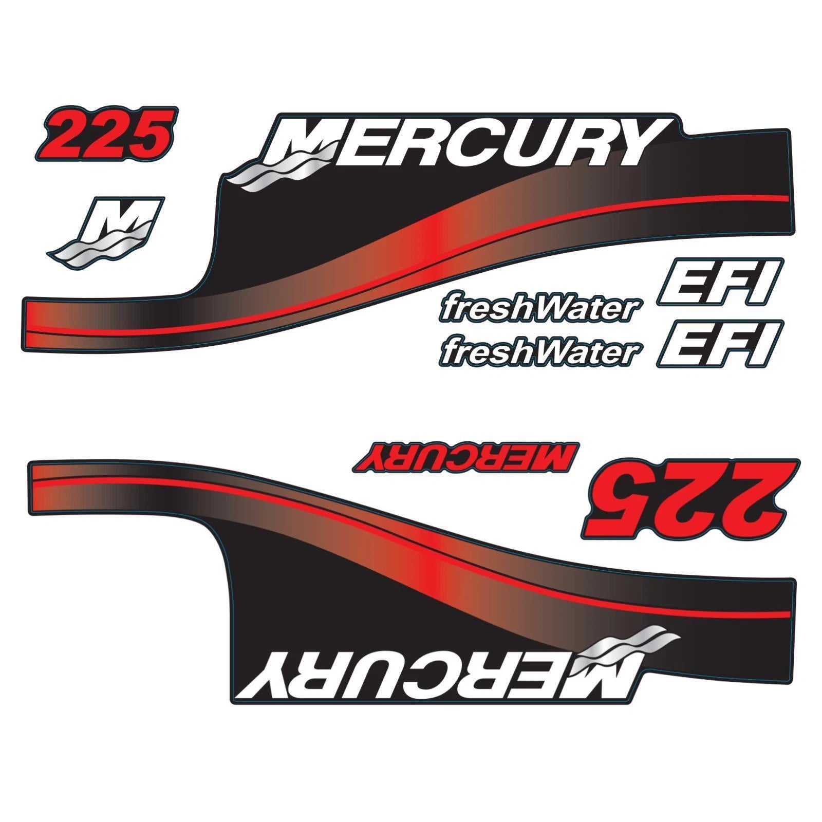 Mercury Outboard Decals Sticker 225hp EFI Fresh Water (1990–2000)