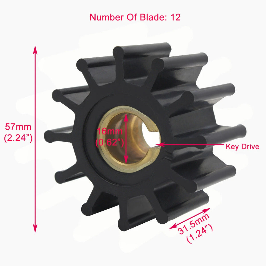 Impeller Kit for Johnson 09-801B, Jabsco 4568-0001, Sierra 18-3075, Volvo 875575