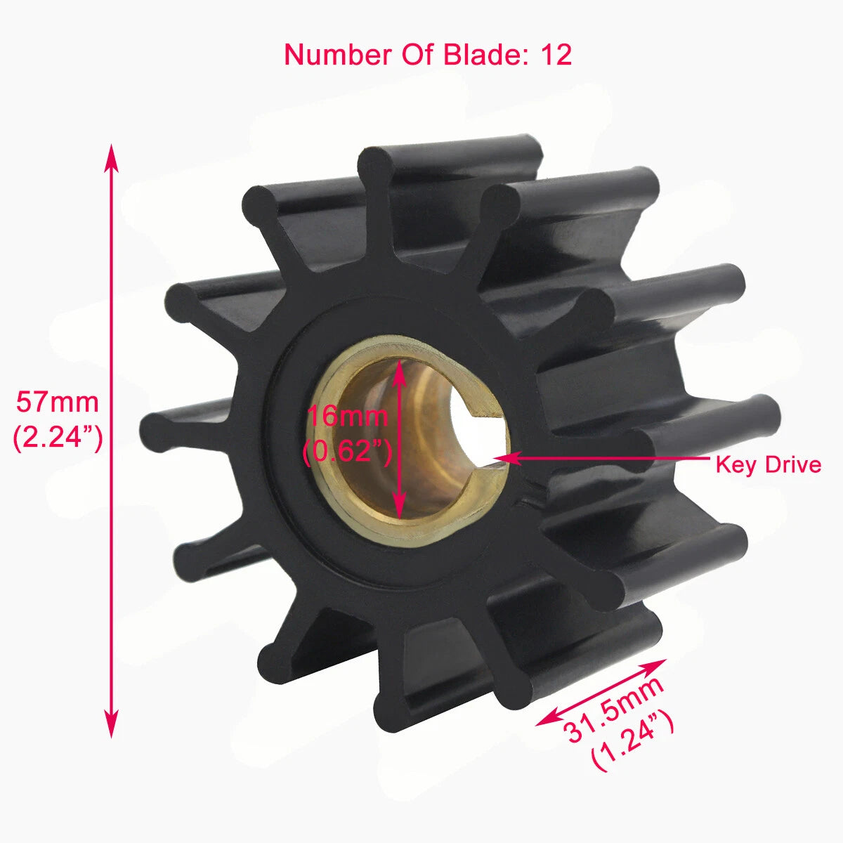 Impeller Kit for Johnson 09-801B, Jabsco 4568-0001, Sierra 18-3075, Volvo 875575