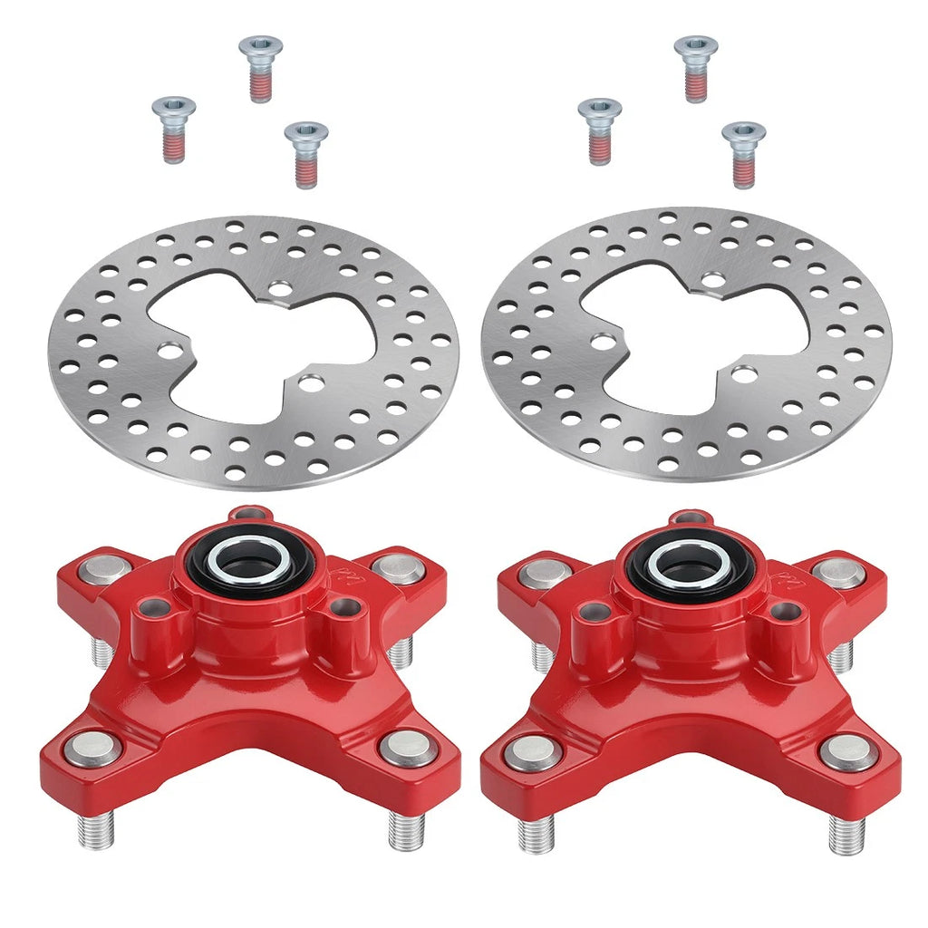 2X Red Front Wheel Hubs & Brake Rotors for Honda Sportrax 250 TRX250EX (2001–2008)