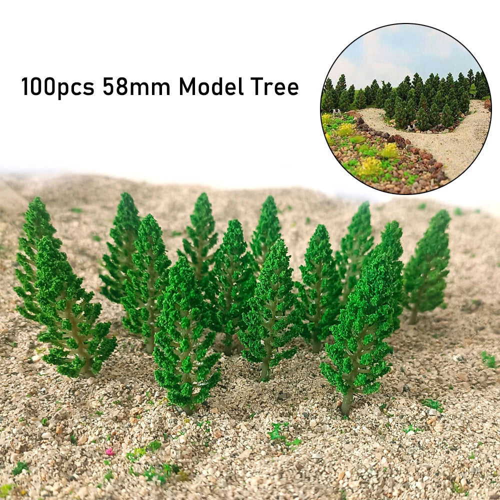 100pc Mini Pine Trees for Train Railroad Diorama Scenery