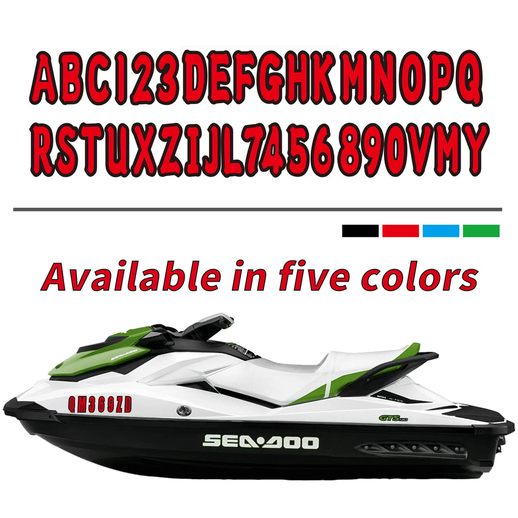 Sticker Kit 4 Sets Red Numbers & Letters 3" for Boats & Personal Watercraft