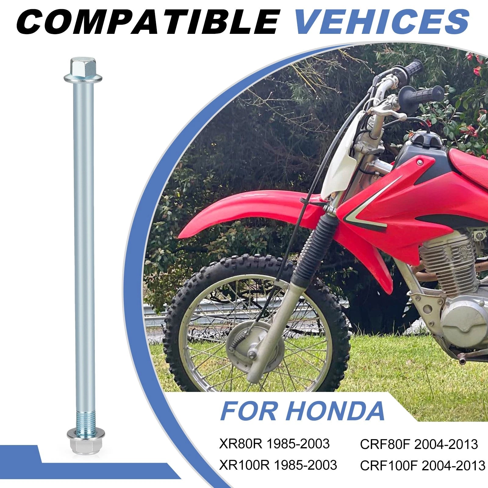 Rear Axle Bolt w/ Nut for Honda XR80R XR100R CRF80F CRF100F (2000–2009) Part # 42301-GCV-J00