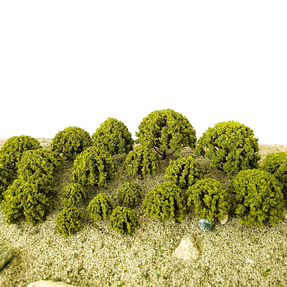 Set of 12 Green Model Trees for HO Scale Train Diorama