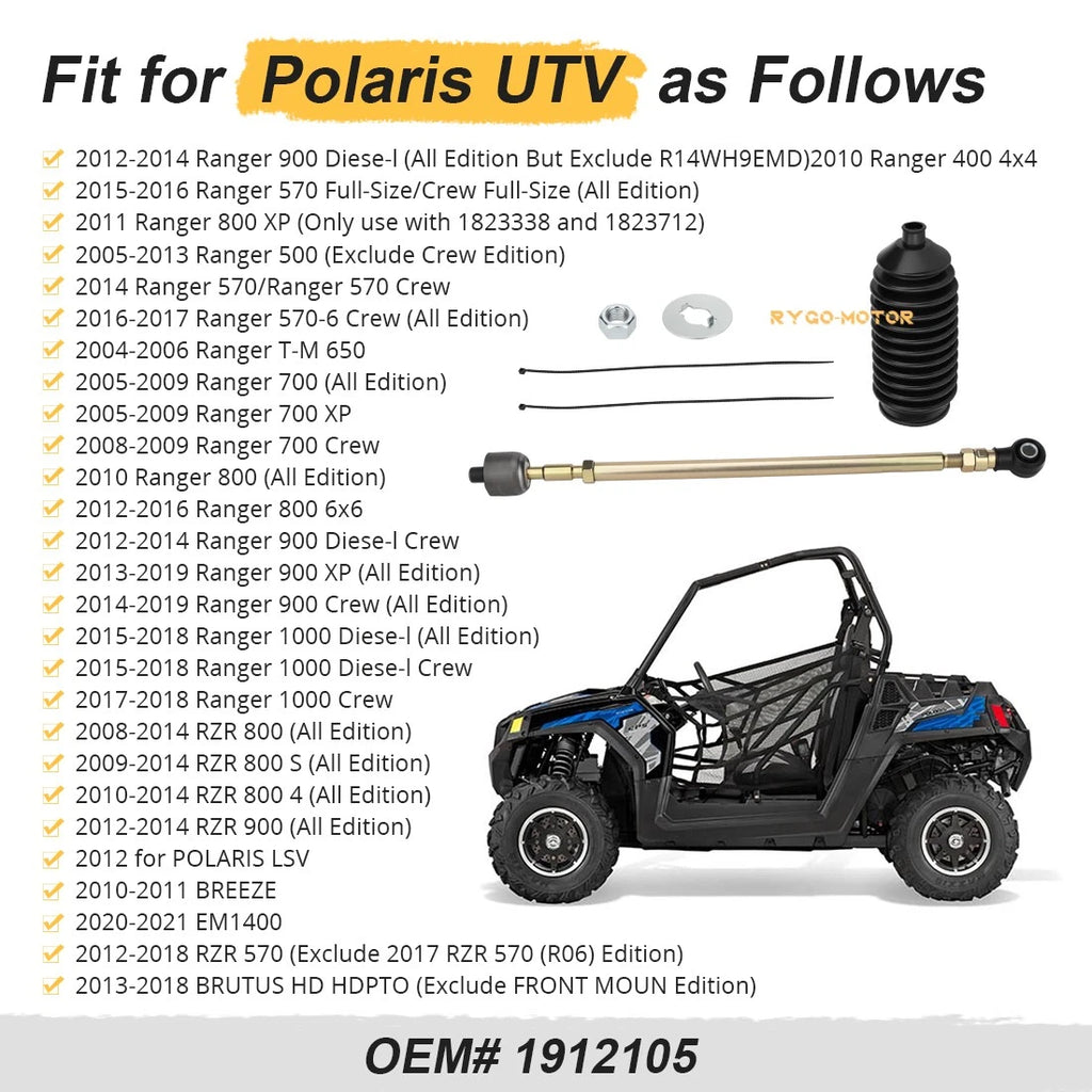 Left Steering Rack Tie Rods Kit for Polaris RZR 900 800 570 Brutus (2008–2018)