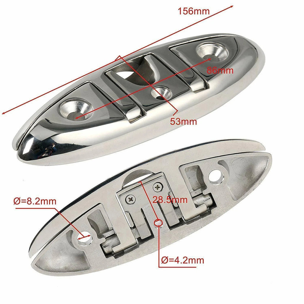 4X Stainless Steel Flip-up Dock Cleat 6" for Boat Mooring