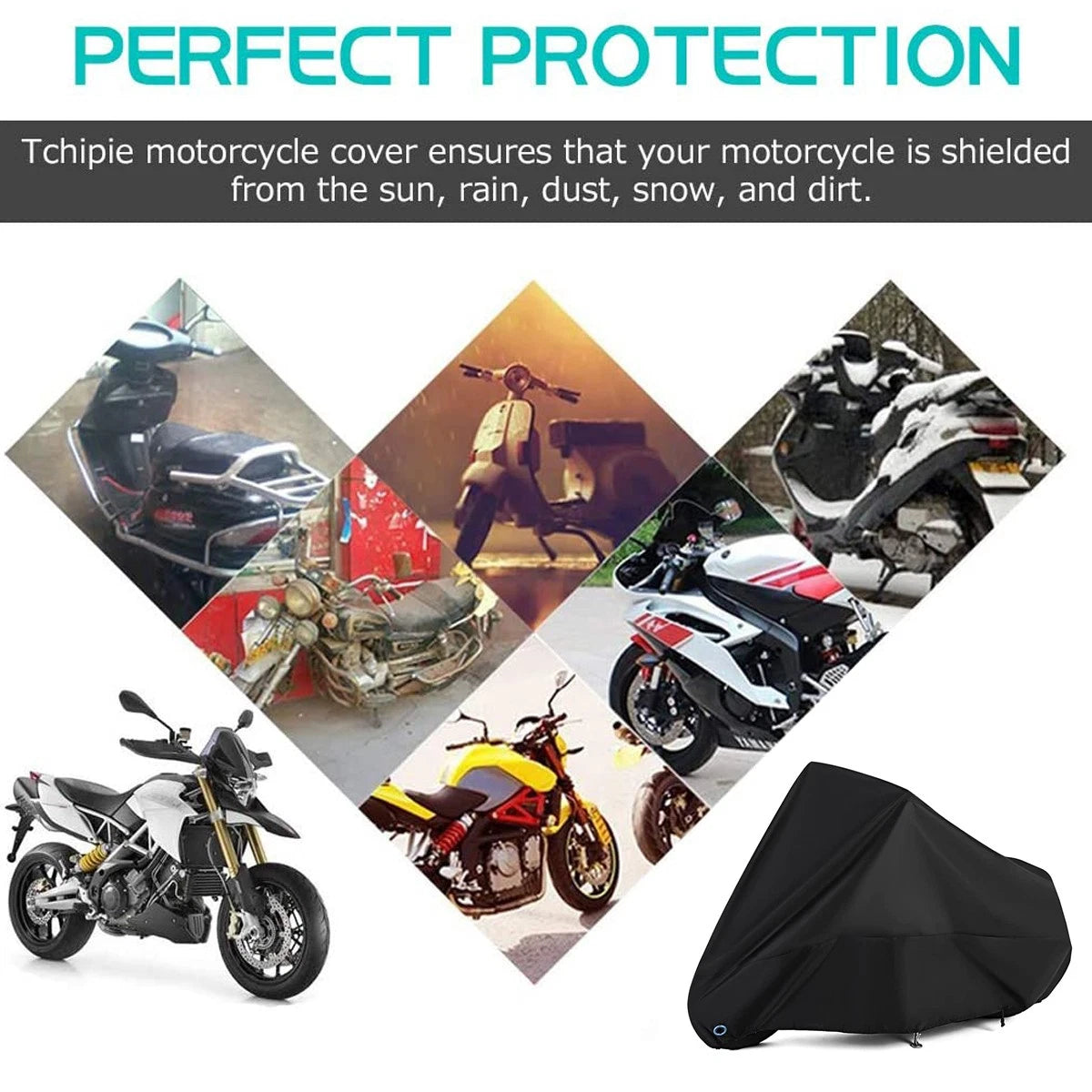 Motorcycle Cover XL for Outdoor Protection (104x41x49in)