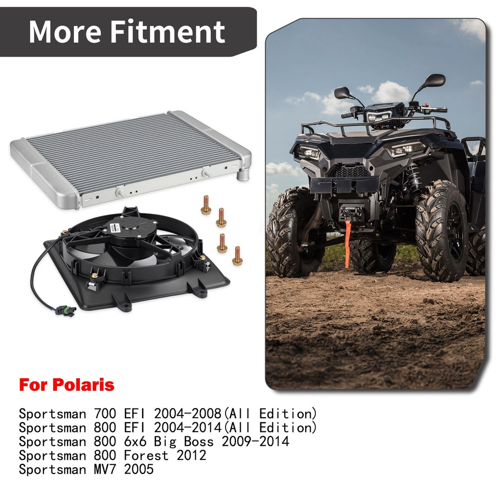 Aluminum Radiator & Cooling Fan for Polaris Sportsman 700 (2002–2006)