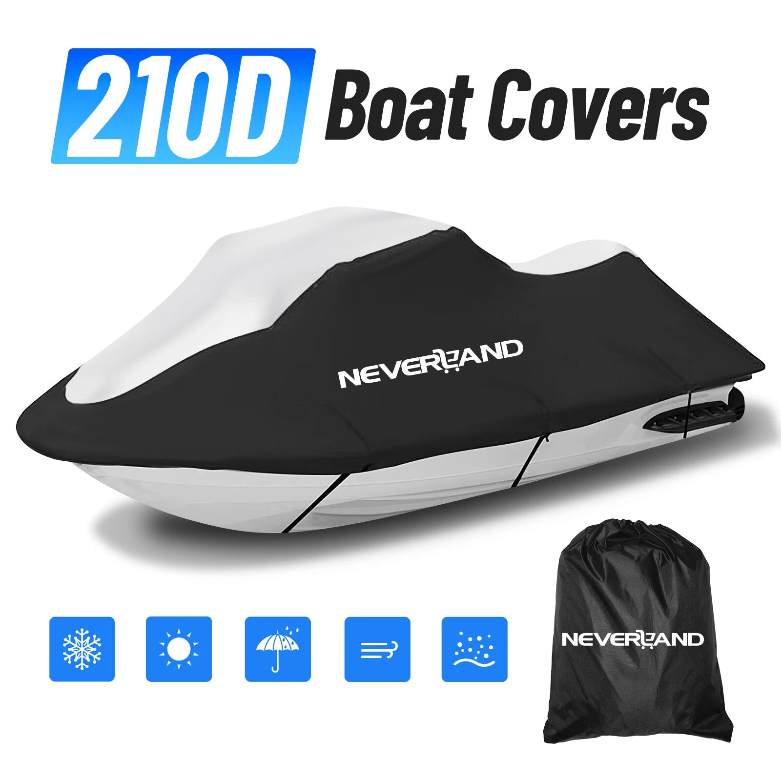Heavy Duty Jet Ski Cover for Yamaha Sea Doo PWC (115-120'', Anti-UV, Waterproof)