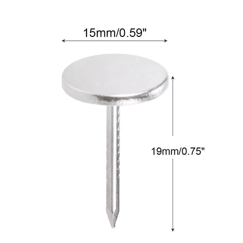 100X Silver Upholstery Nails for Furniture Hardware (Push Pins)