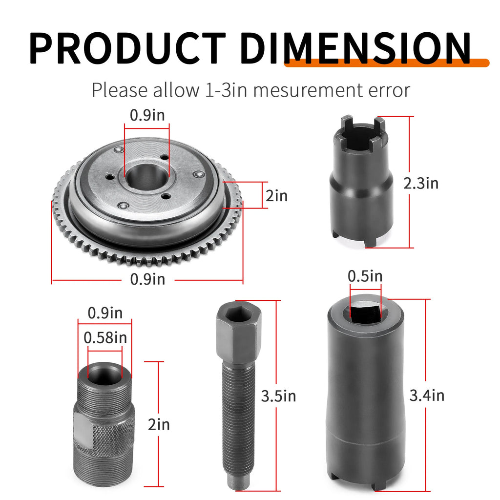 Magneto Flywheel Puller Tool & Starter Clutch for GY6 Scooter (125cc, 150cc, 152QMI)