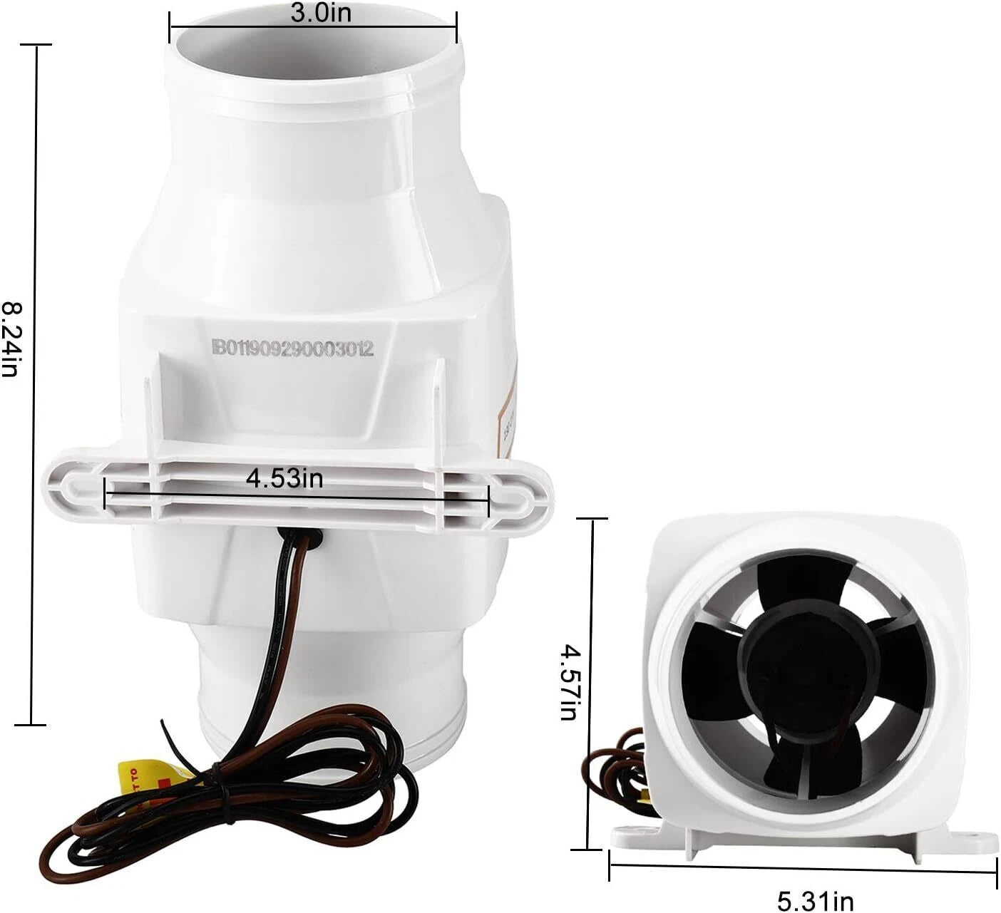 3 Inch Bilge Blower Fan for Marine Cabin (12V, 130 CFM)