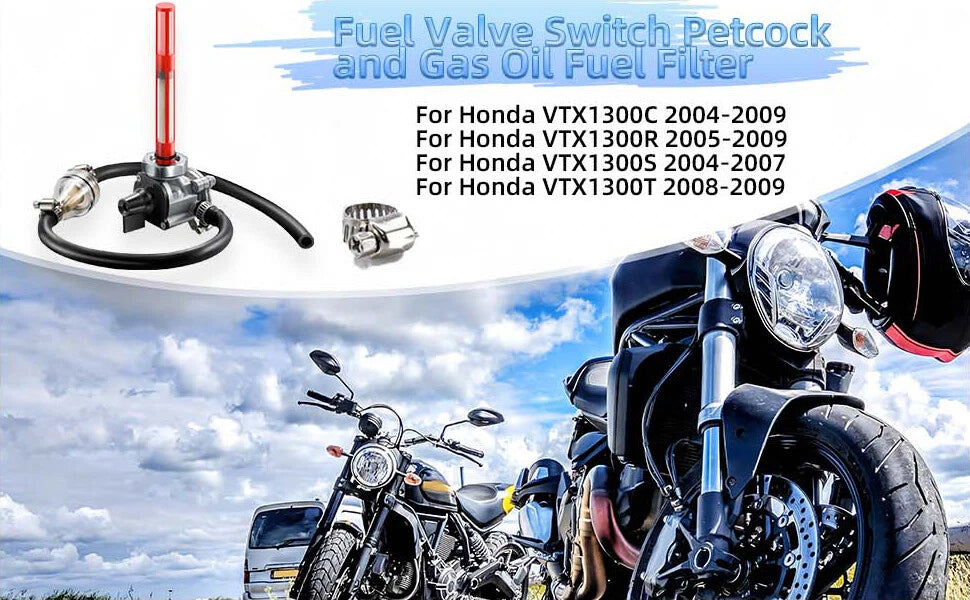 Fuel Vacuum Petcock with Filter for Honda VTX1300C VTX1300R VTX1300S VTX1300T (2004–2009)
