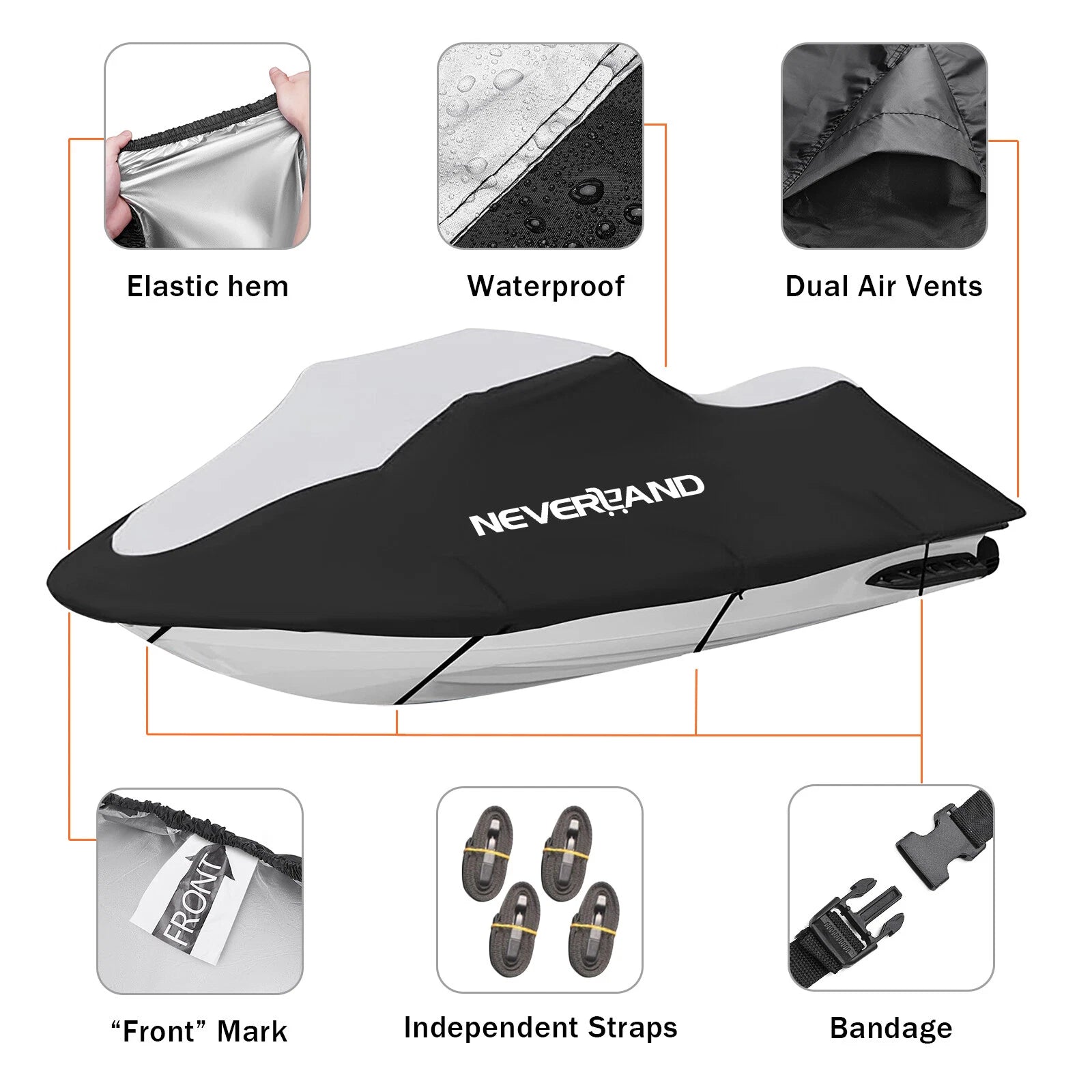 Trailerable Jet Ski Cover for (135''-145'', Waterproof)
