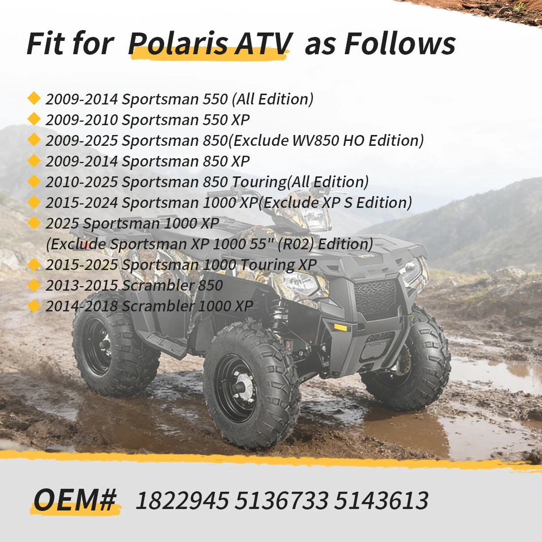 Front Left Steering Knuckle & Bearing Kit for Polaris Scrambler 850 XP (2013–2015)