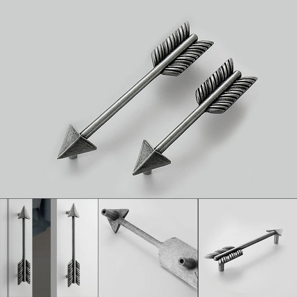 2Pcs Silver Arrow Door Pull Handle for Kitchen Cabinet (Universal)