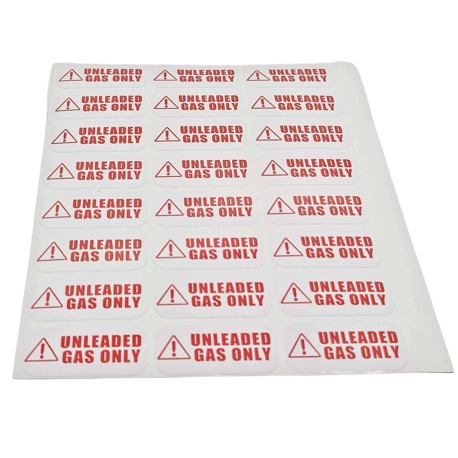 Set of 24 Unleaded Gas Only Stickers 1"x2" Waterproof Vinyl Labels