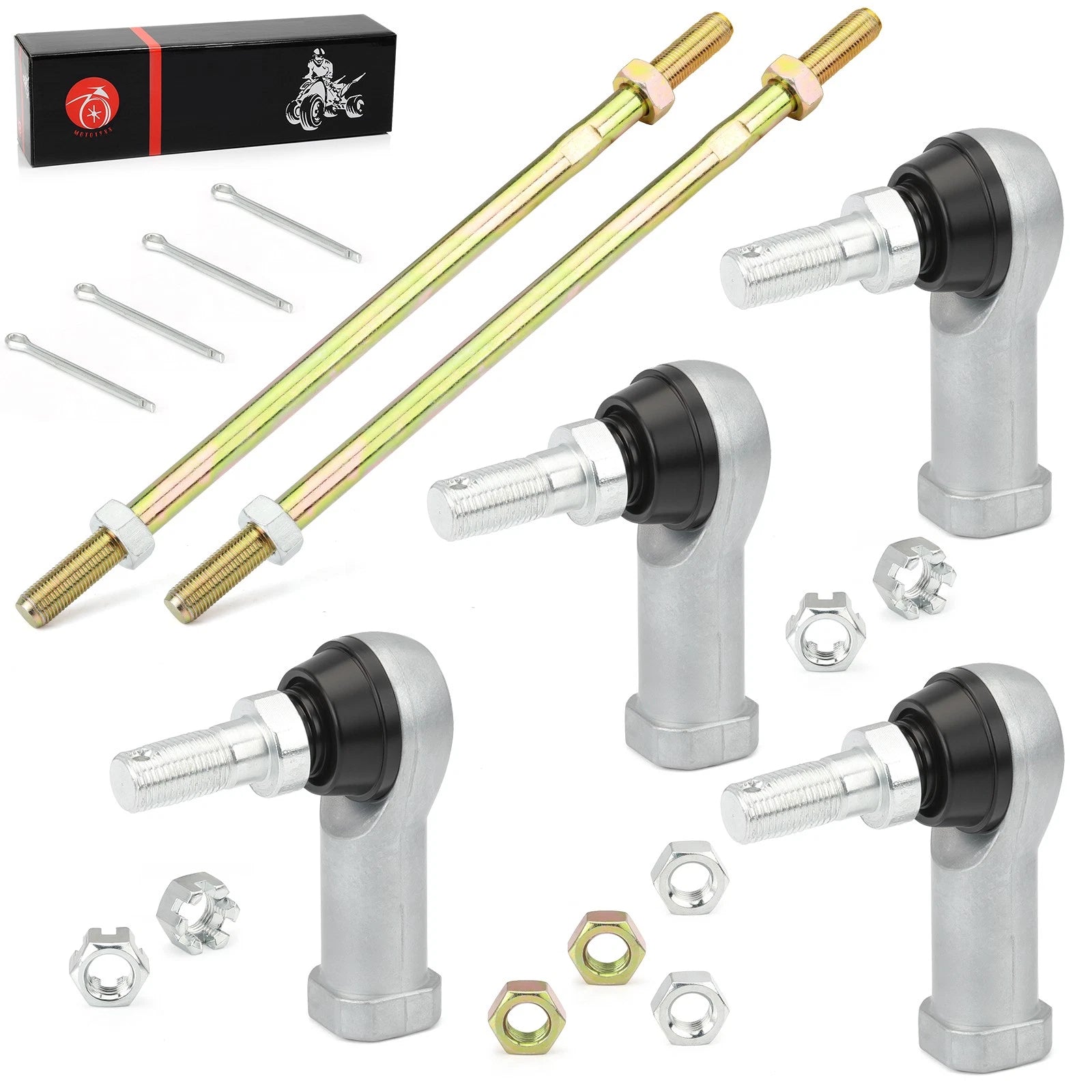 Set of 2 Tie Rod Ends Kit w/ Nut Pin for Honda Foreman 450 TRX450 (1998–2004)