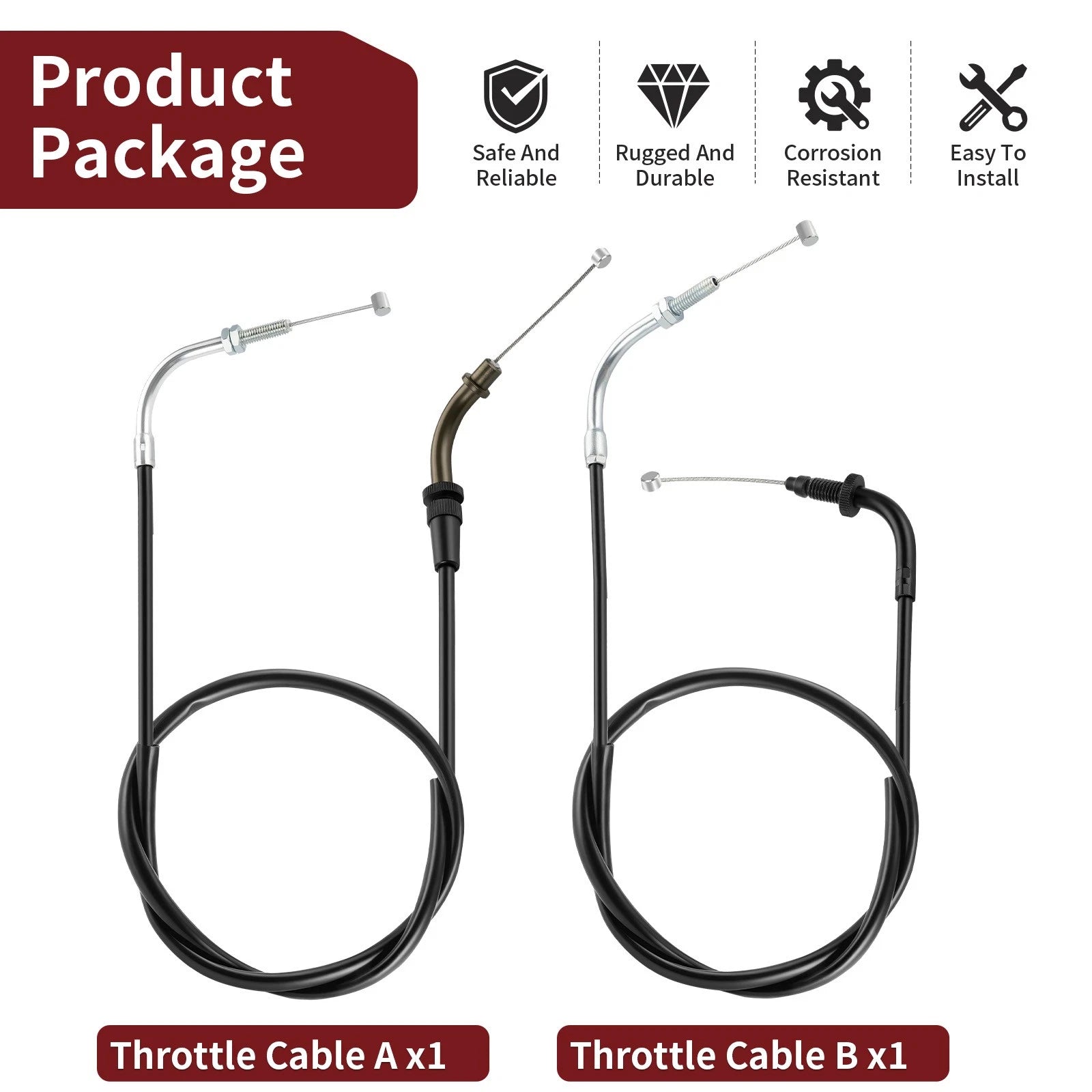 Throttle Cable A & B for Yamaha Route 66 XV250 (1988–1990) 2UJ-26311-10-00