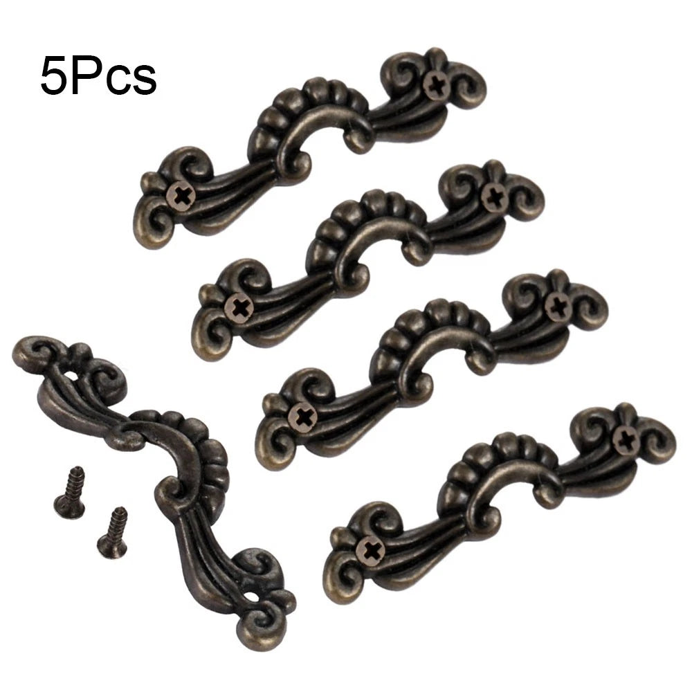 5pcs Antique Bronze Flower Cabinet Drawer Knob Pull Handle for Jewelry Box
