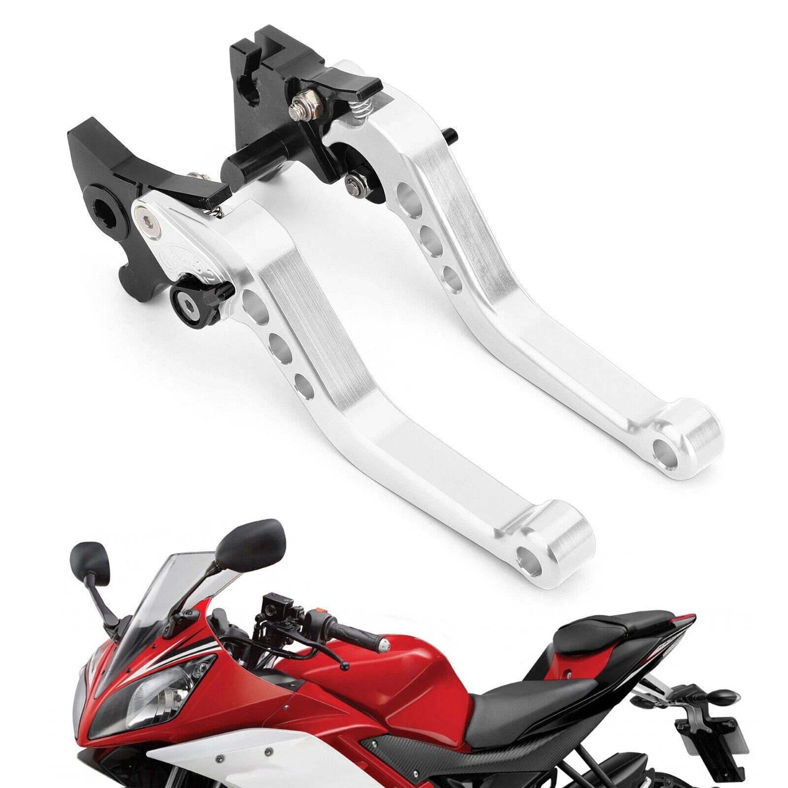 Set of 2 Brake Clutch Levers for Yamaha YZF-R15 (2008–2014) Silver T9