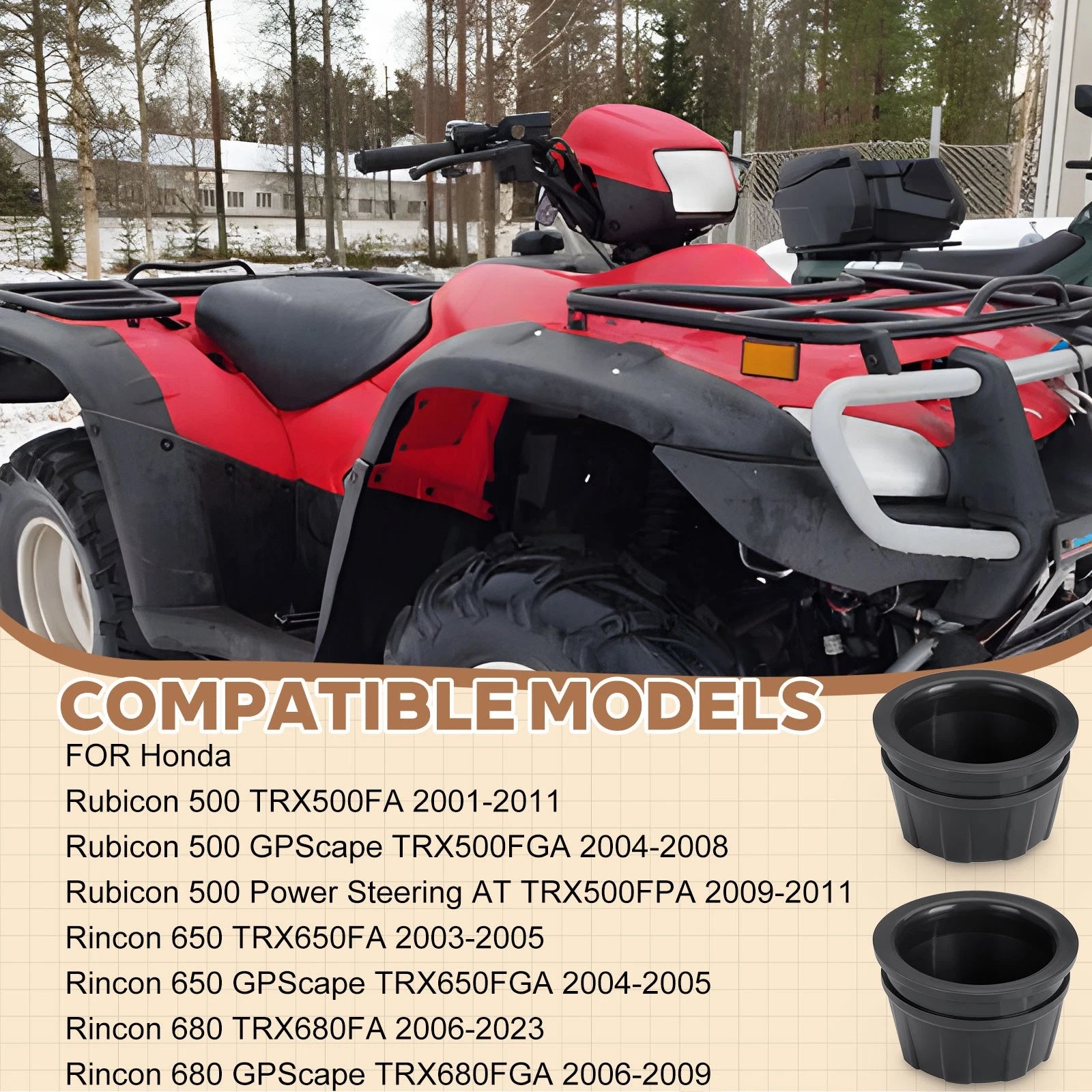 2 Wheel Center Caps for Honda Rincon 650 TRX650FA/TRX650FGA (2003–2005)