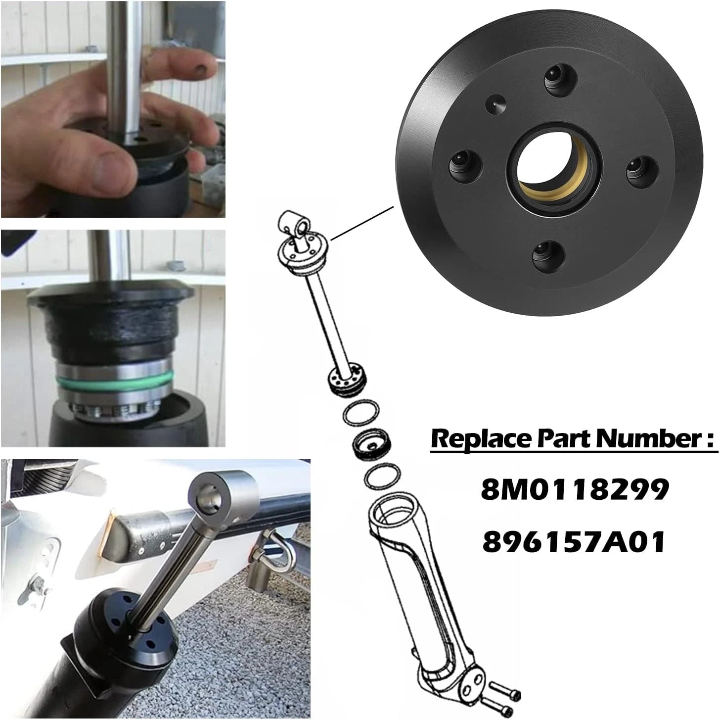 Set of 2 Trim Caps for Mercury Verado (8M0118299, S/S, 896157A01, 896158A01, 896161A02, FSM069)