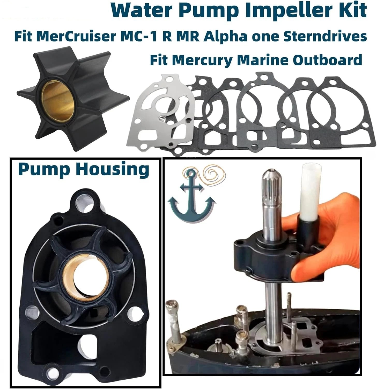 Water Pump Impeller Kit for Mercury 75 80 90 115 140 150 HP (46-73804A3)