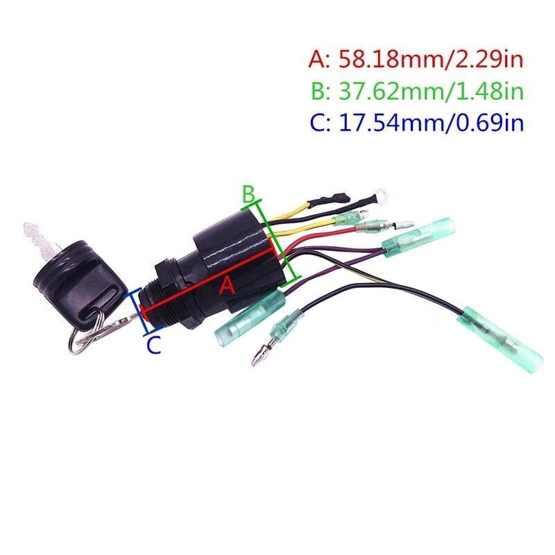 Ignition Key Switch for Mercury Outboard Control Box (6 Wire, 87-17009A5)