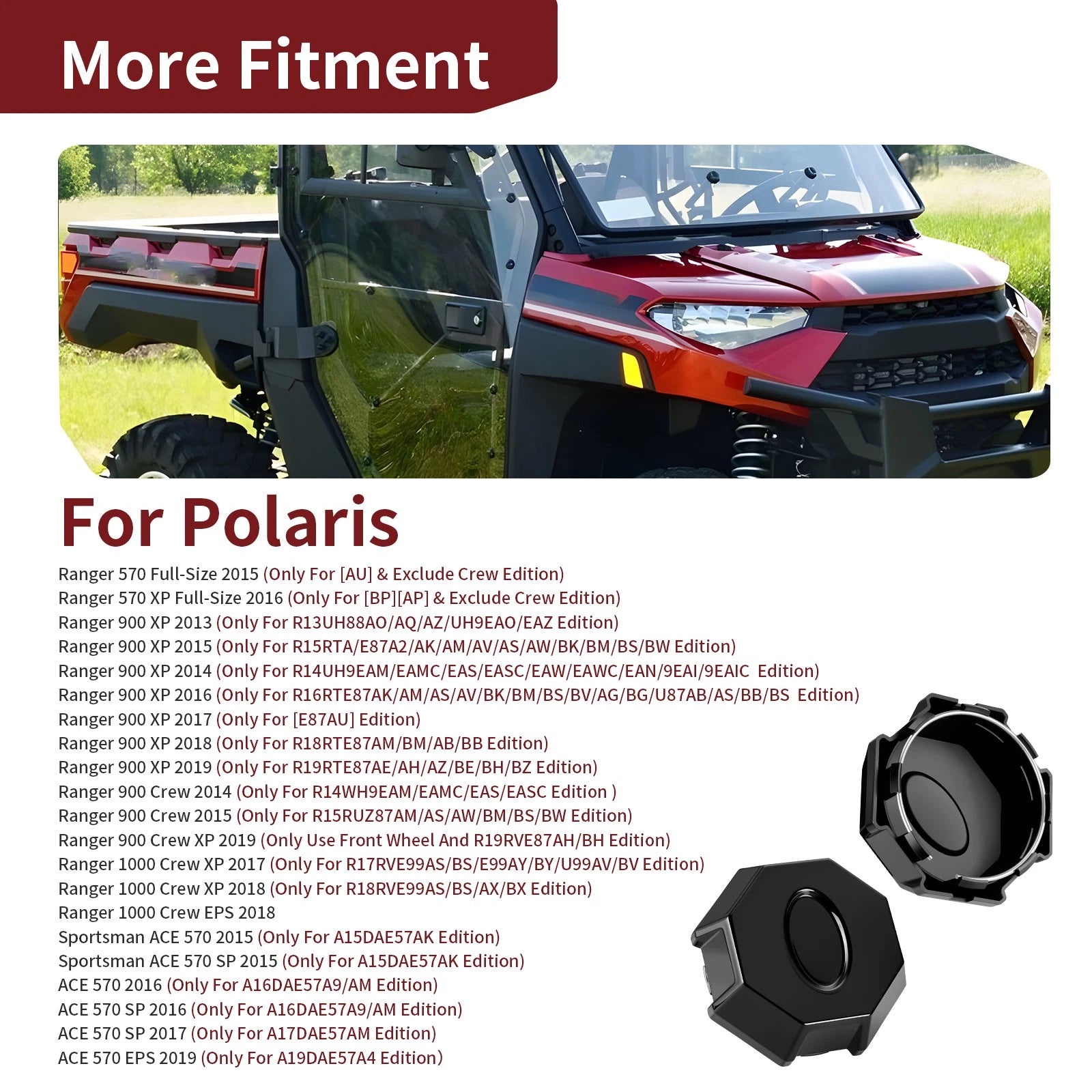 2X Wheel Rim Cap for Polaris Ranger Crew XP 900 (2019) 1521954-067