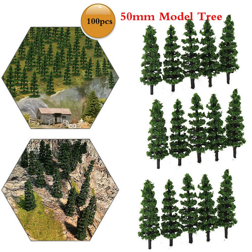 100 Pcs Model Trees for HO Scale Train Diorama Landscape Scenery (50mm)